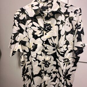 Ted Baker Black and White Floral Casual Shirt